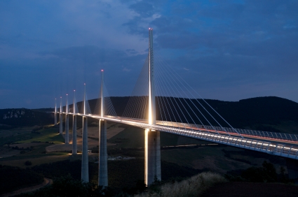 The Millau Bridge at night